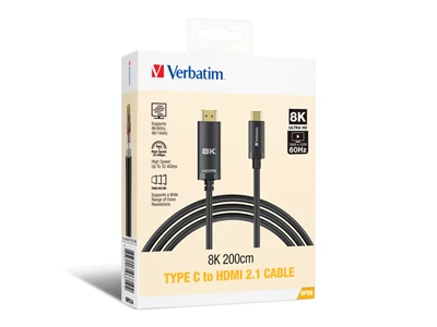 Verbatim 8K Type-C 轉 HDMI 2.1 連接線 200cm (Grey) #66819