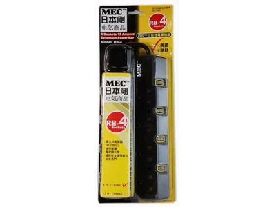 MEC RB-4 4位獨立開關拖板 (3.6米 黑色) #422-505