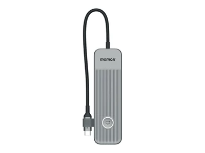 MOMAX 1-Link 8in1 MultiPort Usb-TypeC to HDMI(4K) Adapter w/GigaLan, 2xUsb-A, SD+microSD-slot, PD100W (Silver) #DH18E