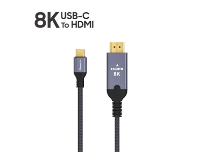 Elementz 8K/60hz 6.6ft/2metre Usb-C to HDMI 2.1 HDMI Cable (Grey) #HC8K200