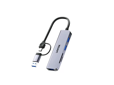 Unitek uHub_P5+ 5合1 Usb-A+TypeC Usb3.0 Hub w/3xUsb-A, (帶雙讀卡器) #H1320AgY