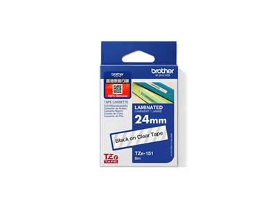 Brother 24mm 特強過膠保護層標籤帶 (透明底黑字) #Tze-151