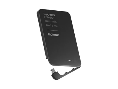 MOMAX 1-Power F.Pass+ 3000mAh Power Bank w/Usb-C Cable 1port Black #iP160D (CCC Cert.)