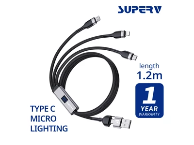 SuperV RT52 1.2米 (120cm) 五合一充電線 快速充電100W USB連接線 #RT52