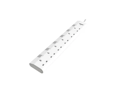 SunShine 9.9ft/3metre 6Head Independent Switches Power Extension Socket (White) #ESD-6