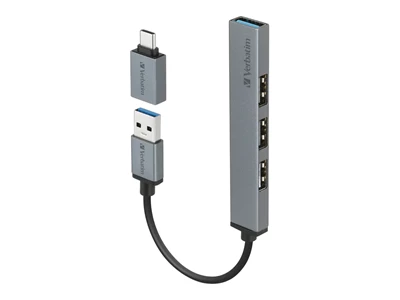 Verbatim 4port Usb-A Hub w/1xUsb3.2, 3xUsb2.0, TypeC_adapter #66866