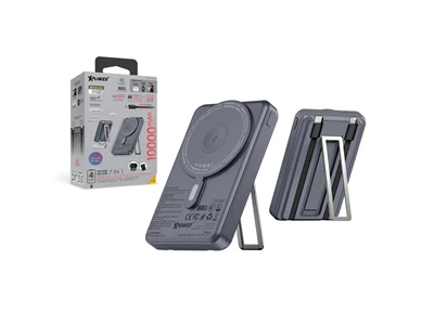 XPower Magneto M10R 7in1 10000mAh 雙內置線+磁吸無線行動電源連支架 (灰色) #KH-88-GY (QR, CCC)