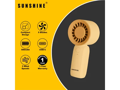 SunShine Mini Portable Cooling Fan Usb-C (Yellow) #FAN-04YL
